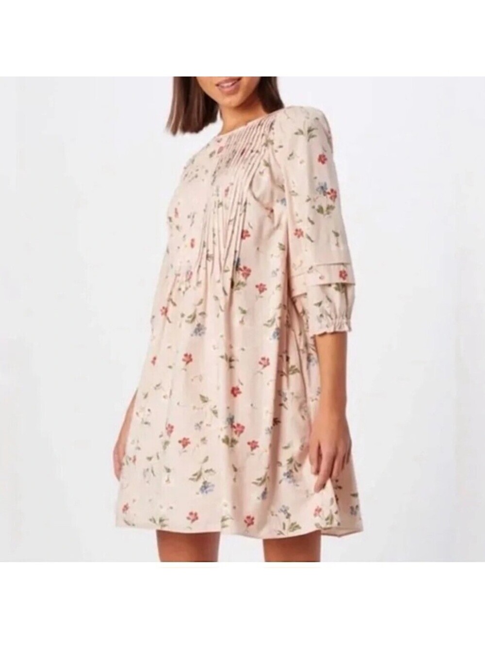 Madewell Pintuck Puff Sleeve Mini Dress Seaside Floral Avalon Pink M